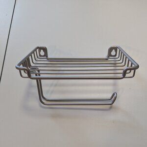 Silver Metal Wall Mounted Shower Shelf Soap Tray with Towel Rack